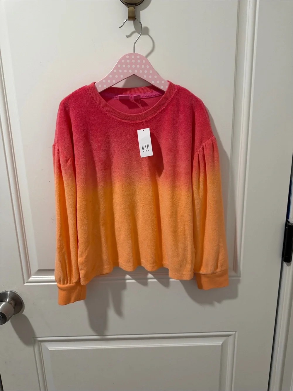 GAP girls Pink-to-Orange Ombre Terry Shirt size 6-7 NWT